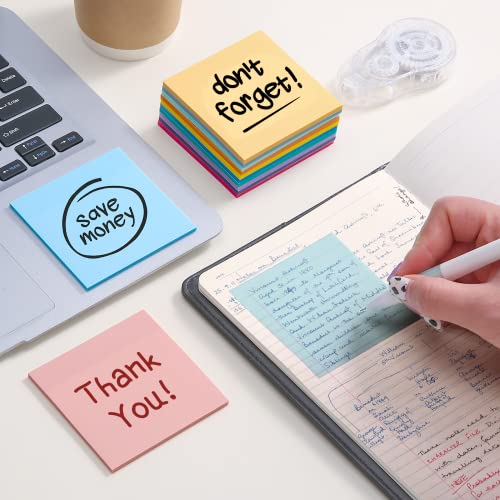 600 Sheets Transparent Sticky Notes 3X3 Inch,12 Packs Pastel Sticky Pads For Home,Office,12 Colors Self-Stick Notes Post It Notes,Aesthetic School Office Supplies For Student/Teachers Annotating Books #TOP2