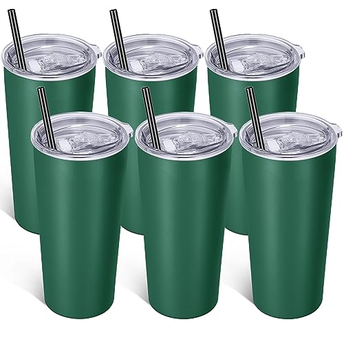 Image of VEGOND 20oz Tumbler Stainless Steel Tumbler with Lid And Straw Vacuum Insulated Double Wall Travel Coffee Mug(dark green package 6)