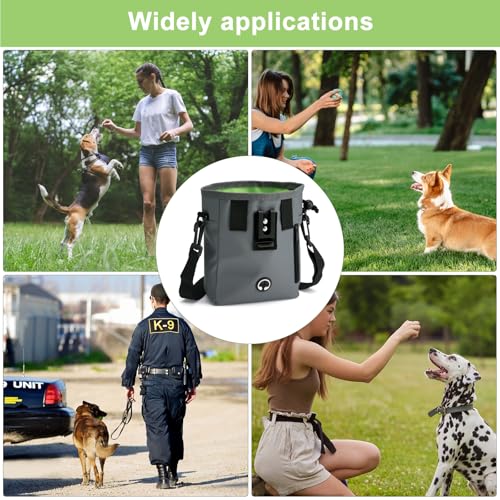 Graue Leckerlitasche für Hunde,Leckerlibeutel für Hunde,Futterbeutel Hundetraining, Bauchtasche Hundetraining, Praktische Gassi Tasche Hund für Spaziergänge, Training, Fütterung, Reisen, Wandern