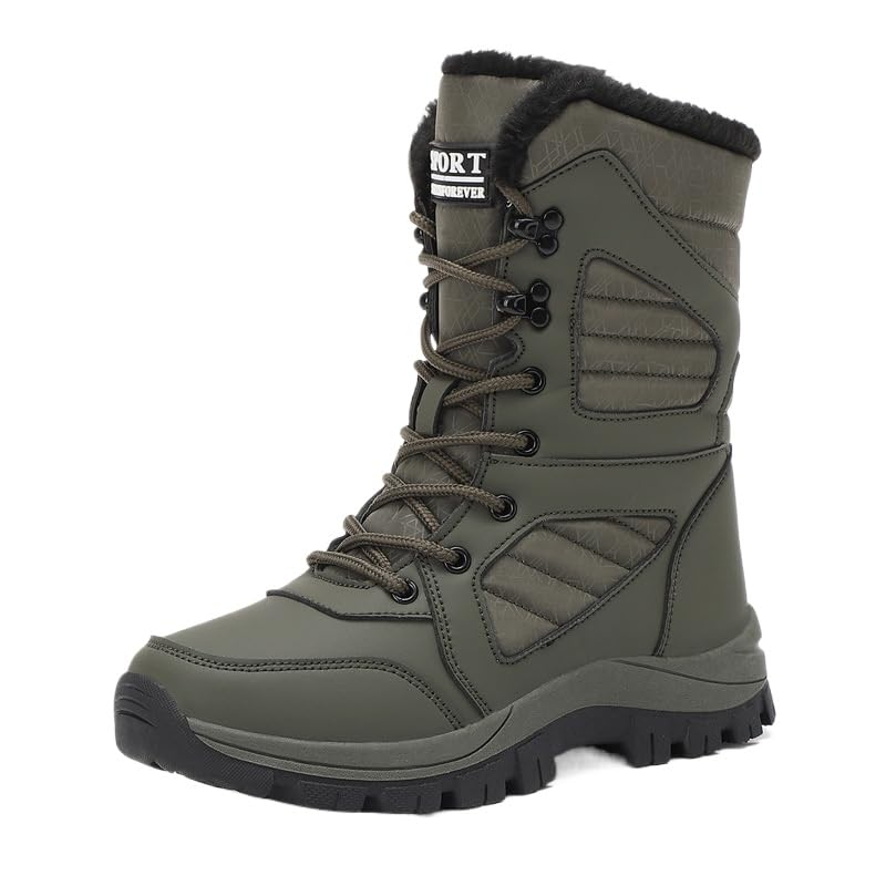 Womens Large Size High-Top Winter Snow Boots - Thick Artificial Plush Cotton Anti-Slip Wear-Resistant Outdoor Shoes