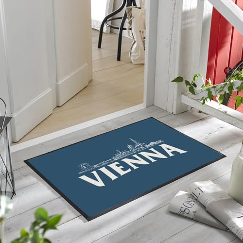 Paillasson bleu Vienna 60x40 cm au motif de Vienne Autriche pour entrée