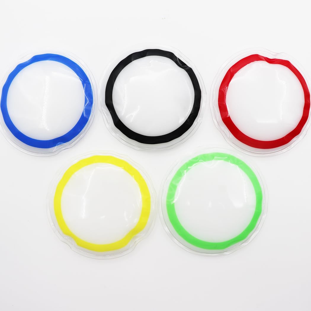Boo Boo Ice Pack for Kids, Small Ice Pack for Injuries Cold Compress Gel Pack Cold Therapy for Scrape Knee, Bump Head, Hurt Elbow, Hit Thumb (5 Count (Olympic Ring))