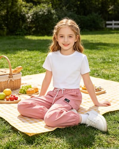 Image of Betusline Girls Fall Winter Clothing Sets, Long Sleeve Crop Top & Cargo Jogger Pants 2 Piece Outfit Sets,4T-14Y
