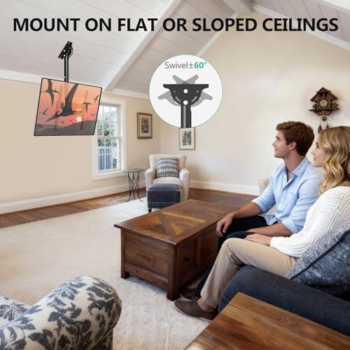 WALI Ceiling TV Mount for 26-65 inch, Full Motion Ceiling TV Bracket Fits Most LED, LCD, OLED 4K Flat Screen TVs, up to 99lbs, Mounting Holes 400x400mm (CM2665-P), Black by WALI - Image 5