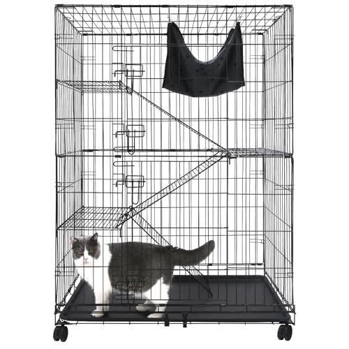 Homey Pet 4-Tier Cat Kennel with Wheels
