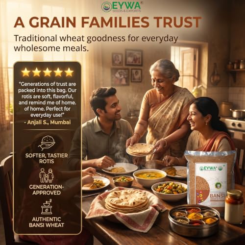 Image of Eywa Seeds & Exports Pvt Ltd Organic Bansi Bhaliya Whole Wheat Grains (2 KG) | Whole Grains For Eating And Cooking | |Bansi Bhaliya Daane | Produce of India from Organic Farms