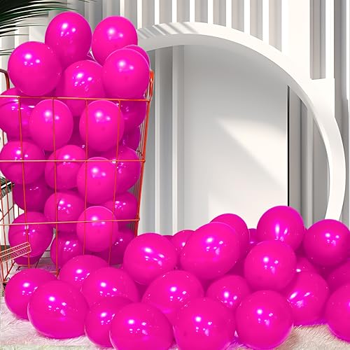 Image of Firomi Small Hot Pink Balloons 5-inch 100 Pack (with 2 Ribbons)