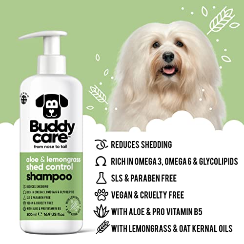 Fellpflege-Shampoo von Buddycare - Shampoo zur Kontrolle des Haarausfalls bei Hunden - Mit Aloe Vera und Pro-Vitamin B5 (500ml)