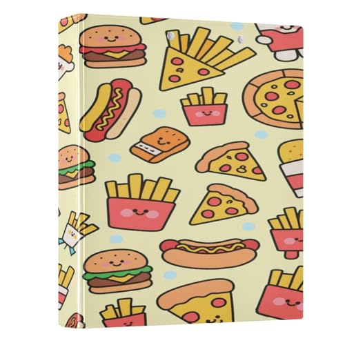IBGIKWH 3 Ring Binder 1.5 Inch Hotdog Fries Burger Print...