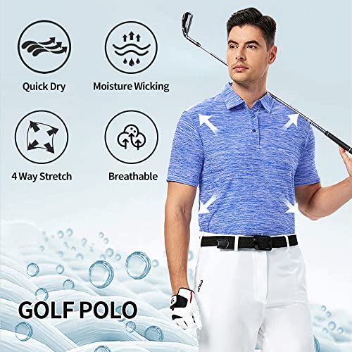 Image of Damipow Premium Golf Shirts for Men Dry Fit Performance Polo Short Sleeve Collared Shirt