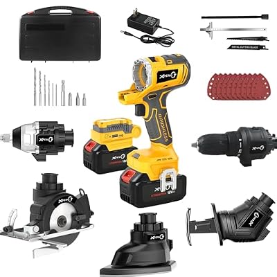 XPENG Cordless Power Tool Combo Kits 18V 6-Tool Drill Set,Circular Saw, Palm Sander, Impact Driver, Reciprocating Saw, Battery Compatible with Makita 20V Battery 2×4.0Ah Batteries and Fast Charger