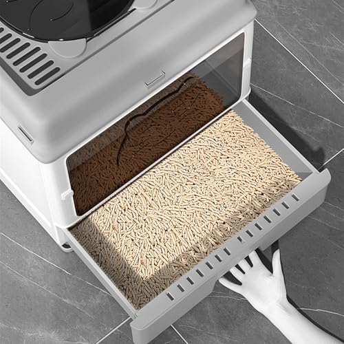 Caja de arena para gatos plástica grande con pala gris miniatura 5