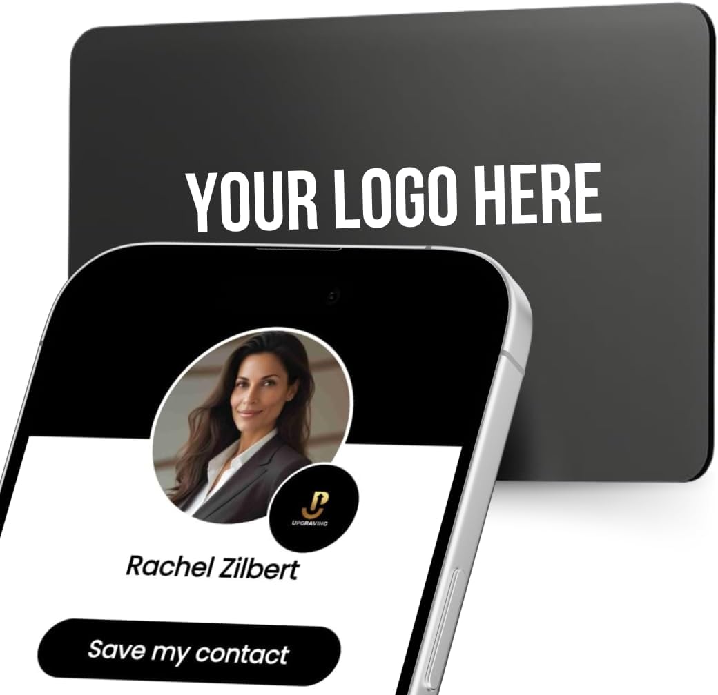 Customizable Digital Business Card with QR Code and Tap to Share NFC Technology - Compatible with iPhone & Android- No App or Subscription Required (Black)