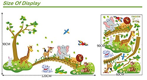 Image of Oren Empower Self Adhesive Jungle Animals Wall Sticker /Waterproof Peel & Stick PVC Vinyl Animal Theme Beautiful Wall Sticker for Bedroom, Living Room, Dining Hall, Master Room - 120 X 90 Cm