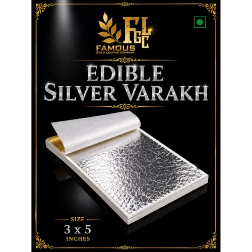 Edible Silver Leaves, 15 Sheets Size 5x3 Inchee , Chandi ka Vark for Sweets