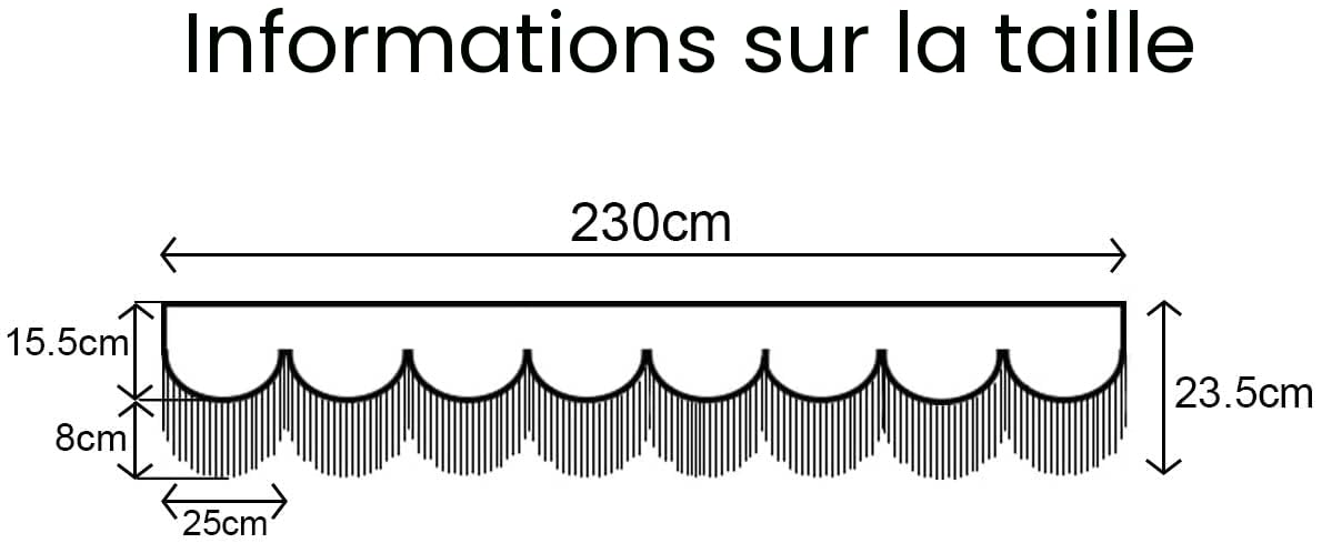 KramTruck Rideau de camion avec franges, pare-soleil pour camion, protection solaire pour toutes les marques de camions, noir, franges blanches