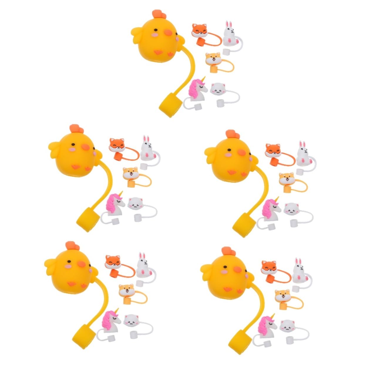 TOPBATHY 30stücke Trinkhalmdeckel Niedliche Tierdesigns Küken Hase Fuchs Katze Einhorn Wiederverwendbare Und Wasserdichte Schutzkappen Für Trinkhalme Für Partys Und