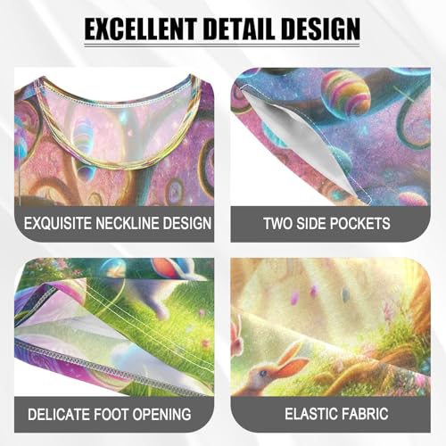 Easter Rabbits Purple Eggs Cute Pajama Set Short Sleeve Nightwear Soft Clothes Set Summer Pajamas Cotton 5Y4