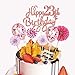 23. Dekoracja tortu na urodziny dla dziewcząt, 23. Happy Birthday, brokatowa dekoracja na tort, balony konfetti i papierowe wachlarze dekoracja na urodziny (7 sztuk)