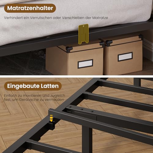 DICTAC Polsterbett Schlafsofa 90x200 mit LED-Beleuchtung und USB-Ladestation,Jugendbett Tagesbett 90x200 mit Lattenrost aus Metall und 2 Schubladen,Gästebett,Bettgestell ohne Matratze,Dunkelgrau