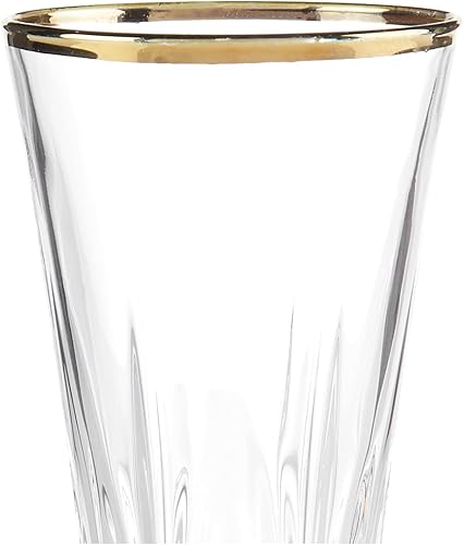 Miniatura 3 de Lorren Home Trends Siena Collection - Juego de 4 vasos de cristal con diseño de banda dorada, diseño de flauta