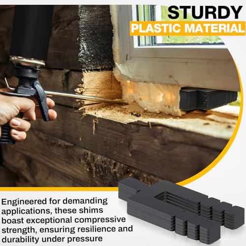 Image of 10 Pcs 1 /16 inch x 3-1 /2 inch Stack Shims Bulk Stackable Black Shims for Windows & Doors