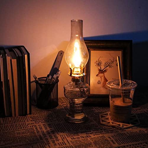 Vintage Glass Chamber Oil Lamps For Indoor Use Rustic Brown Kerosene Lamp Lantern 12.6 Inch Home Decor Lighting Vintage Emergency Hurricane Lamps #TOP3