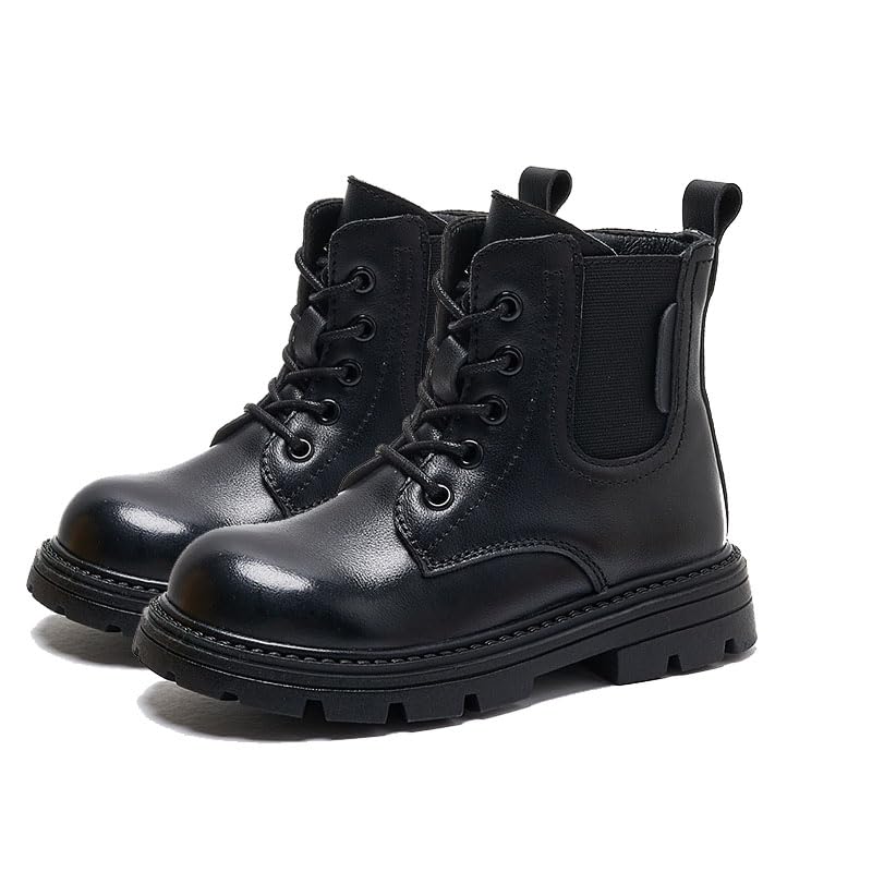 Unisex Girls/boys Natural leather Ankle Boots Comfort Non-Slip Boot Lace Up Outdoor Combat Boot(Toddler/Little Kid/Big Kid)