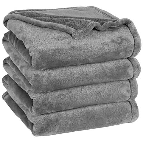 David's Home Fleece Twin Blanket, Ultra Soft More Durable Lightweight Velvety Bed Blanket,Lint-Free & No Pilling,300GSM All Season Use Luxury Plush Cozy Blanket with Wider Stitched Border,66"x90",Grey Cover