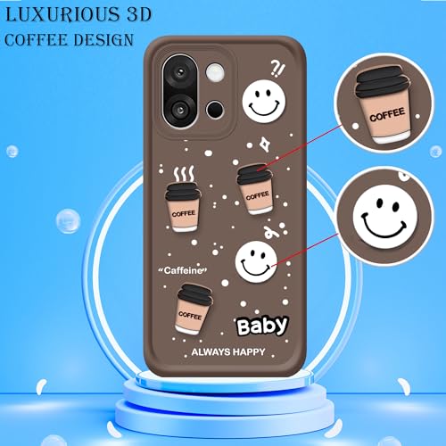 Image of amazon basics Back Case Cover Compatible for OnePlus 13s | Cute Fun Cartoon 3D Ball | Coffee Silicone Case | Camera Protection | Body Protection | Shock Proof | Color Brown