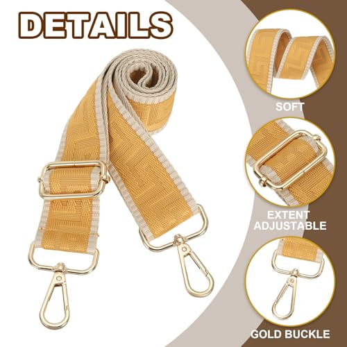 Image of PATIKIL Purse Strap, Adjustable Crossbody Bag Straps Wide Shoulder Strap Universal Replacement Shoulder Bag Belt for Women's Handbags Canvas Satchels Bags Backpack, Yellow