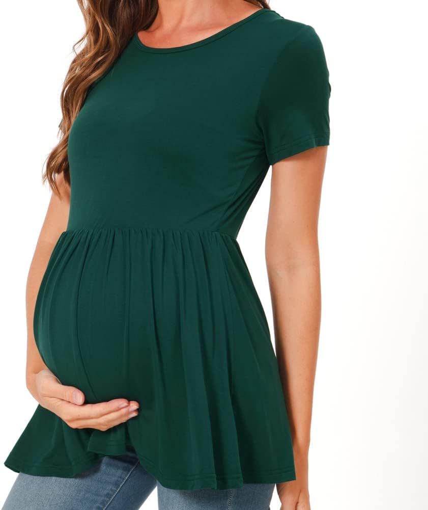 Bearsland Maternity Tops Short Sleeve Scoop Neck Breastfeeding Shirt Pregnancy Clothes