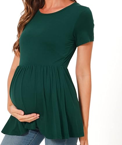 Miniatura 4 de Bearsland - Camisetas de maternidad de manga corta con cuello redondo para lactancia, ropa para el embarazo