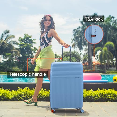 Image of Nasher Miles Krabi Expander Hard-Sided Polypropylene Luggage Set of 2 | 65cm & 75cm | 8 Wheels Medium & Large Trolley Bag for Travel | Suitcase (Steel Blue)