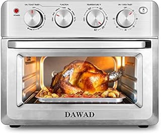 #Toaster Oven Air Fryer Combo,DAWAD 19QT Countertop Convection Oven for Fries, Pizza, Chicken, Cake, Cookies, 4 Accessories & 33 Original Recipes, Easy Clean, Stainless Steel