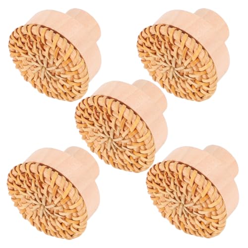 Garneck 5 Pièces Crochet Tissé En Rotin Matériel Suspendu Crochet Mural Décoratif Patères Décoratives Crochets Muraux Hook De Manteau Vintage Supports Muraux Light Brown En Bois