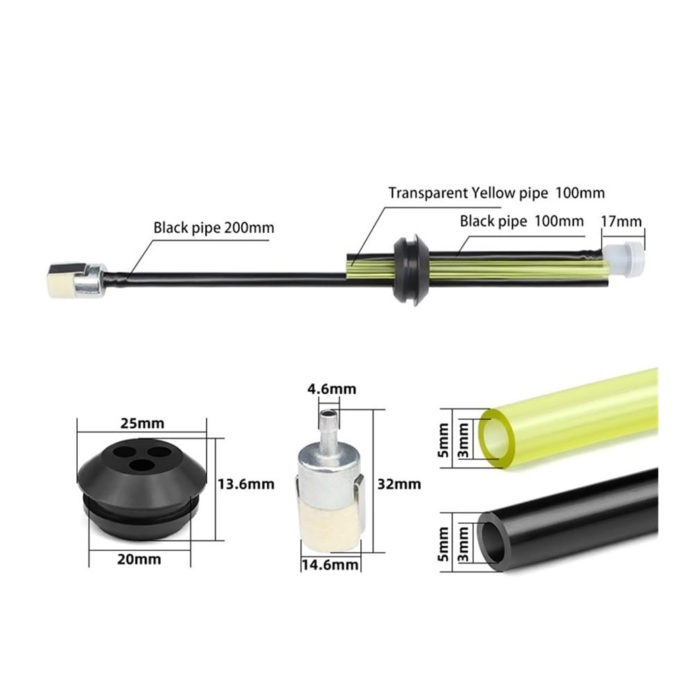 Kit de Filtro de Combustible Universal, Juego de Tubos Aptos for Motosierra, cortacésped, Manguera de Aceite, Herramientas de jardín, 1/5 Uds.(3 Hose Kits,5 Pieces)