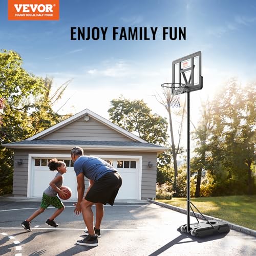 Image of VEVOR Basketball Hoop, Basketball Hoop 44 48 50 54 Inchs PC Backboard, 4.4-10FT Height Adjustable, Basketball Portable Hoop& Goal, Indoor /Outdoor Classic Basketball Court, Teen Adult School Park