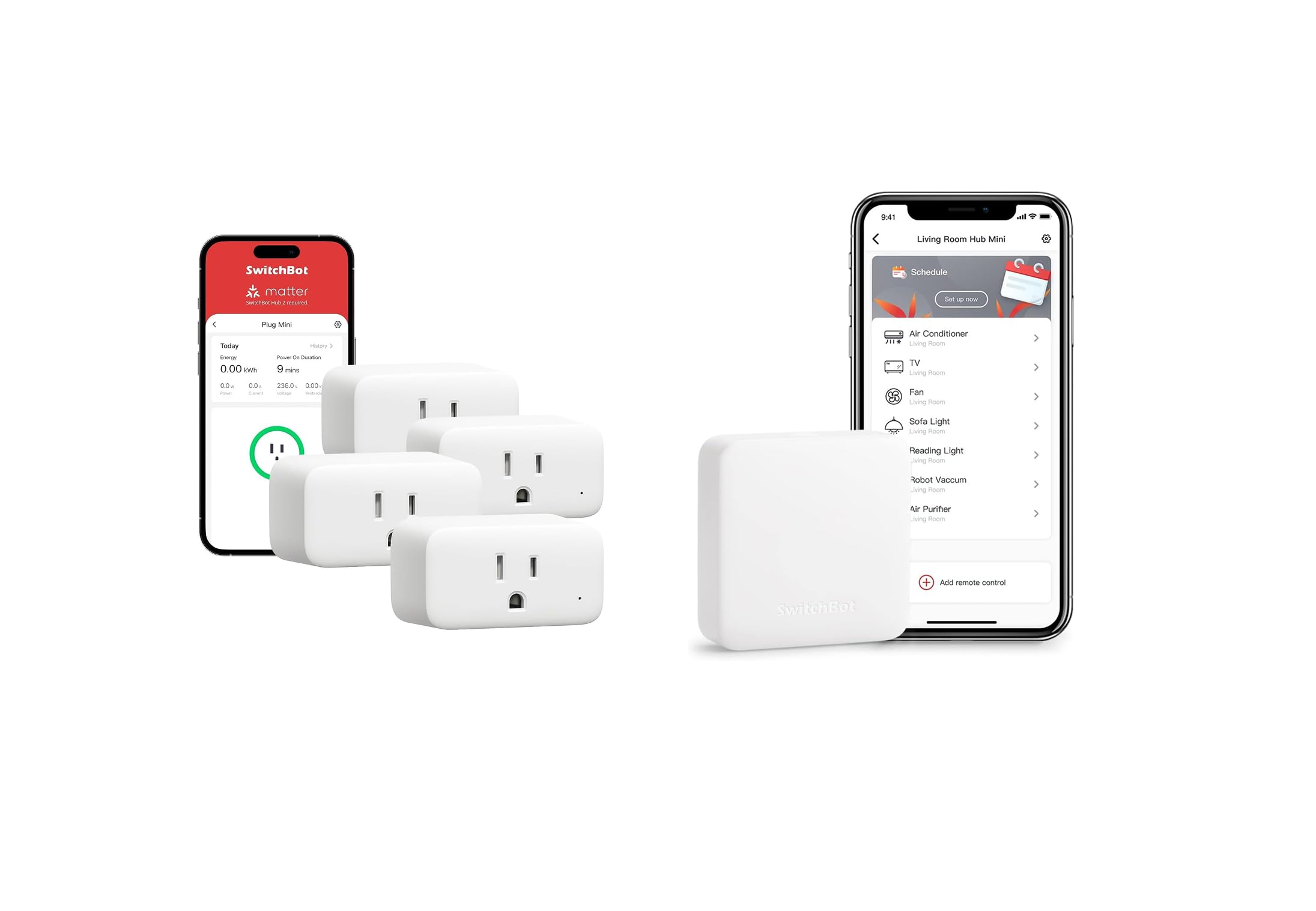 SwitchBot Smart Plug Mini 15A 4 Pack SwitchBot Hub Mini Smart Remote