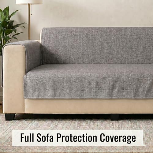 Image of STITCHNEST 'ComfyNest Series' 2 Seater Sofa Cover | Full Coverage with Armrest Pocket | Elegant Jute Fabric, Washable & Durable for Modern Living
