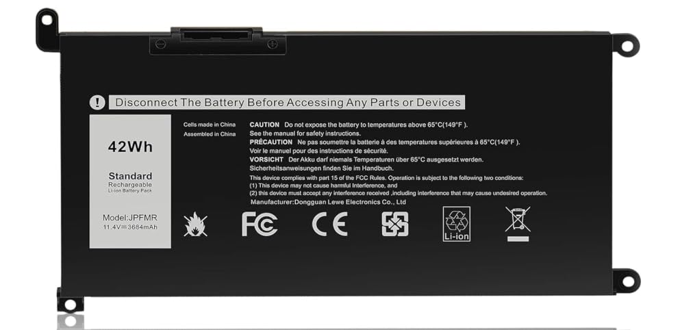 Image of JPFMR Laptop Battery Replacement for Chromebook 3100 3400 5488 5593 5493 2-in-1 Series | 11.4V 42Wh 3-Cell Replacement | Compatible with 16DPH 65N6H 7T0D3 7MT0R 15m-ds0011dx 15m-ds0xxx