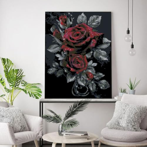 Image of Flowers Stamped Cross Stitch Kits Flowers Cross Stitch Patterns,Dimensions Cross Stitch Kits Embroidery Kit Arts and Crafts for Beginners 15.7x11.8 inch