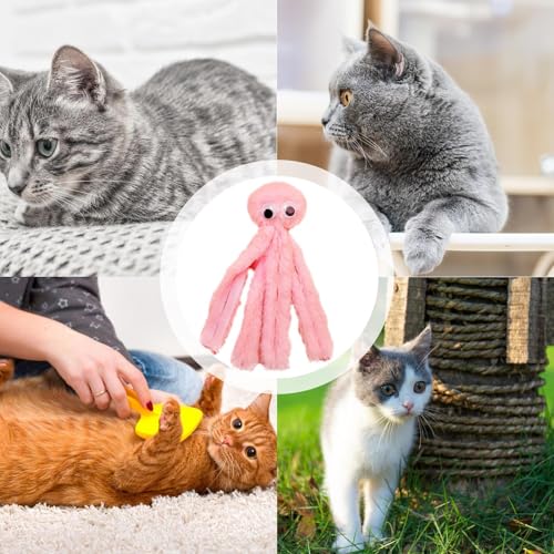 Katze Kauert Spielzeug - Weiche Plüsch -Zahnen Spielzeugkätzchen, Interaktive Kissen Tintenfische Katze Spielzeug | Sanfte Zähneputzspiele Spielzeugkatzen, Lustiges Haustier -Kauspielzeug Für Zahnen E