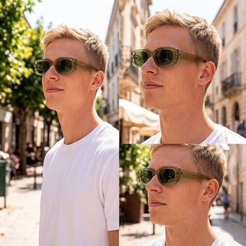 Image of Trendy Rectangle Sunglasses Polarized Women Men Chunky Thick TR90 Frame Shade UV400 TAC Lens Lightweight