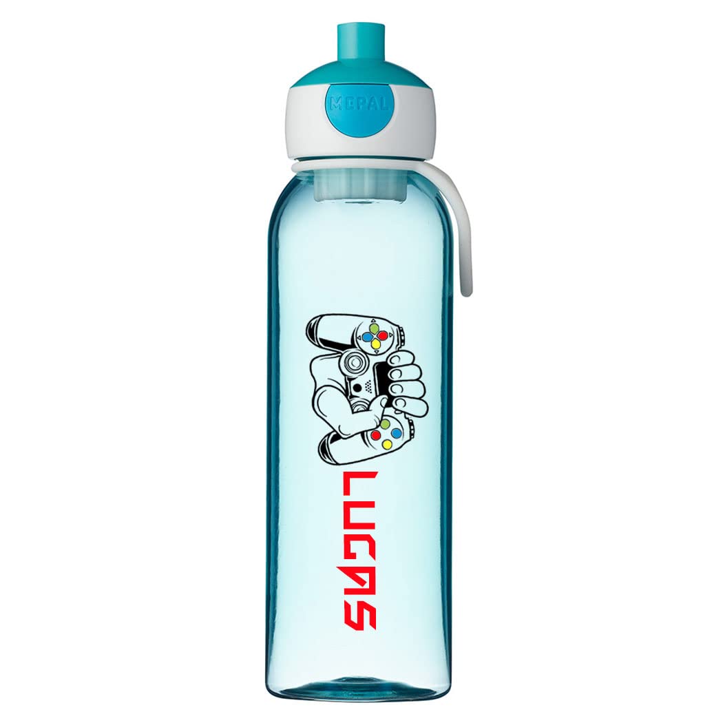 Ferocity Lunchbox Set für Kinder Jungen zur Schule Personalisiert mit Namen Brotdose Wasserflasche Trinkflasche BPA frei Essen für Unterwegs mit Gabel und Bento Fach To Go Gamer [153]