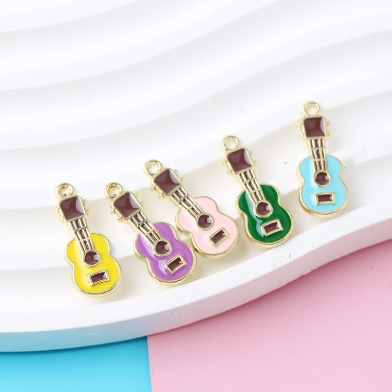 Ximimark 100pcs Vibrant Golden Enamel Guitar Charms - Diverse Designs for Jewelry Making - Perfect DIY Bracelet Accessories Set - Image 3