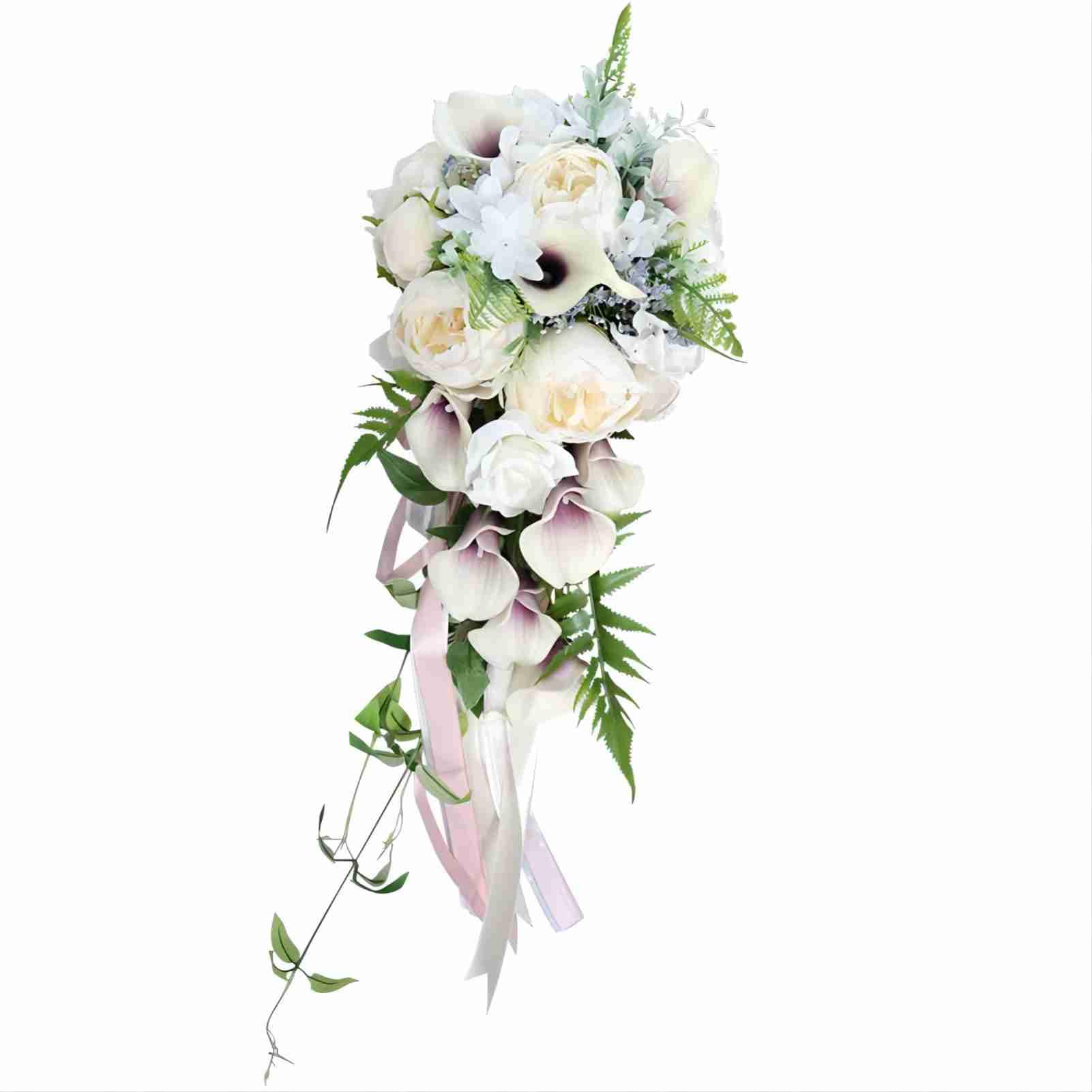 CHAKEUZND Artificial Holding Flowers Bouquets, Artificial Romantic Rose Flower, Handmade Bridesmaid Bouquet, Holding Wedding Flower For Church Wedding Ceremony