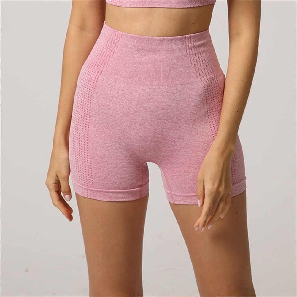 Yoga set naadloze vrouwen lange mouwen blouses top gym sport beha hoge taille strakke leggings fitness pak shorts sets (Color : Pink Shirt, Size : Small