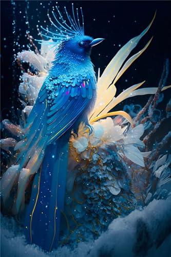 Peinture diamant oiseau bleu QiHon DIY 5D grand format 90x110cm