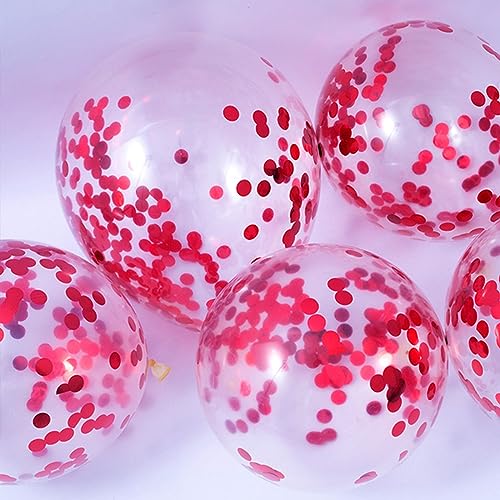 Image of Red Confetti Balloons, 25 Pcs Thickened 12 Inch Clear Latex Balloon with Confetti Inside for Graduation Decorations Engagement Bridal Shower Party Baby Shower Birthday Party Decorations Supplies